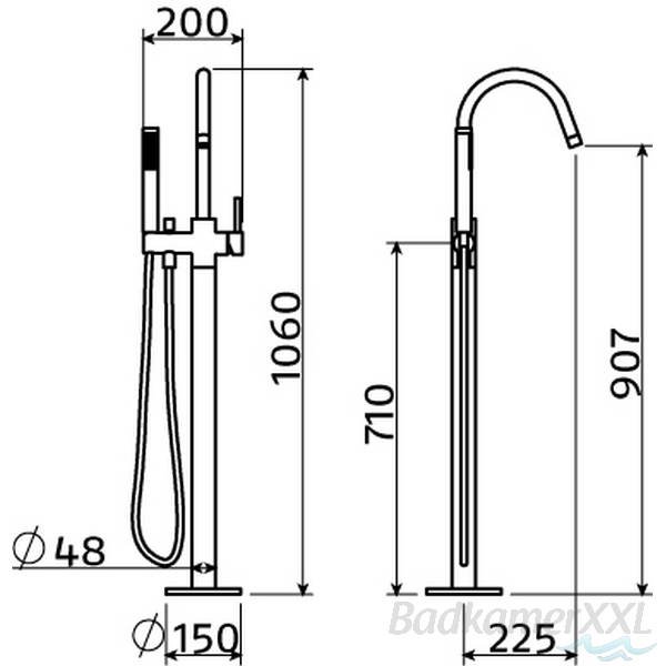 Clou Xo vrijstaande badmengkraan type 1 chroom - CL/06.04001.29 - Afbeelding 4