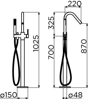 Clou Xo vrijstaande badmengkraan type 7 chroom - CL/06.04007.29 - Afbeelding 4