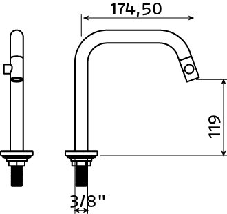 Clou Kaldur fonteinkraan 17,5cm chroom - links - CL/06.05.003.29.L - Afbeelding 3