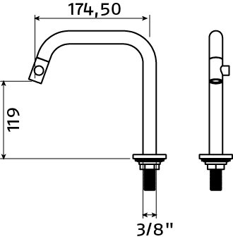 Clou Kaldur fonteinkraan 17,5cm chroom - rechts - CL/06.05.003.29.R - Afbeelding 3
