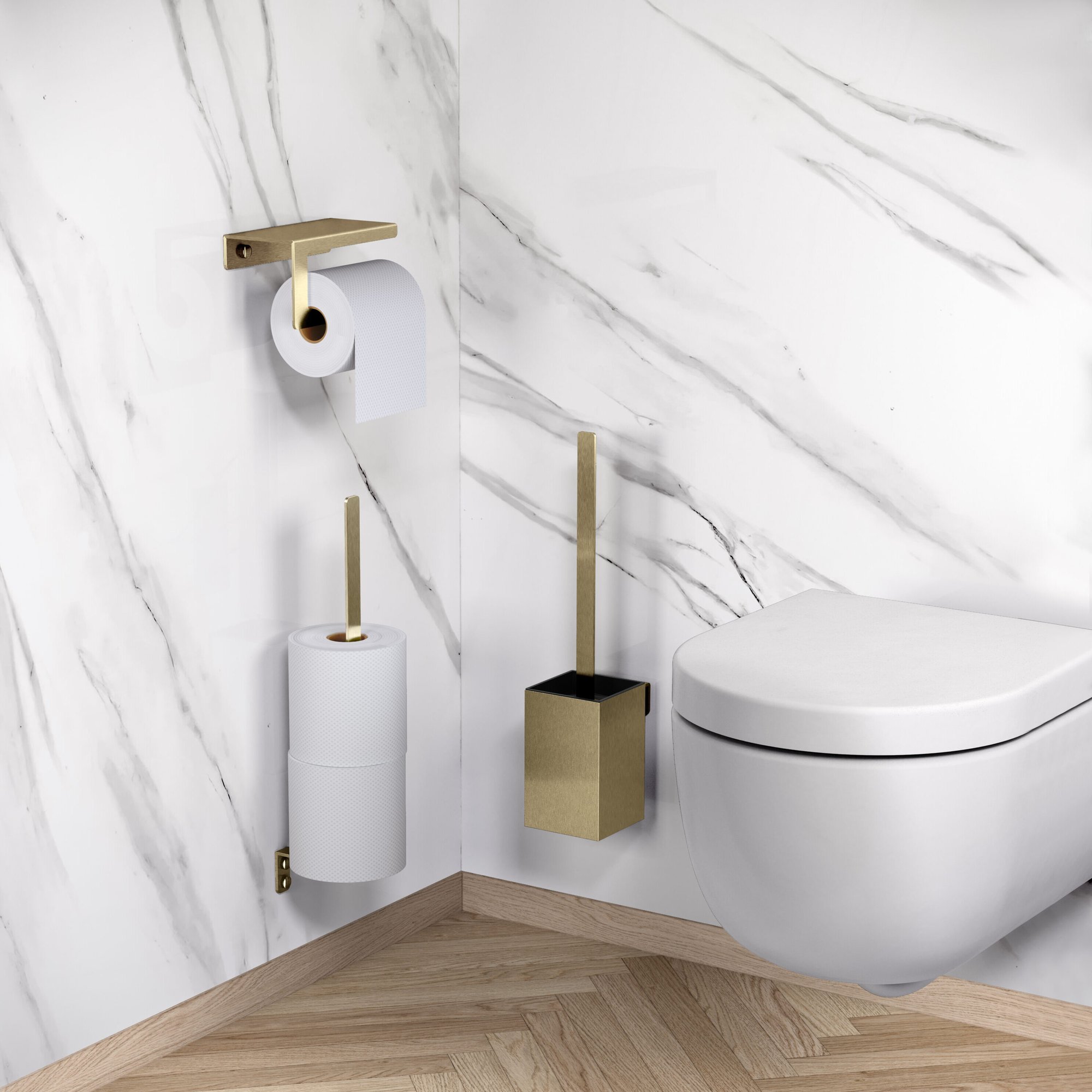 Clou Fold toiletborstelgarnituur wandmontage - Geborsteld goud pvd - CL/09.04041.82 - Afbeelding 2