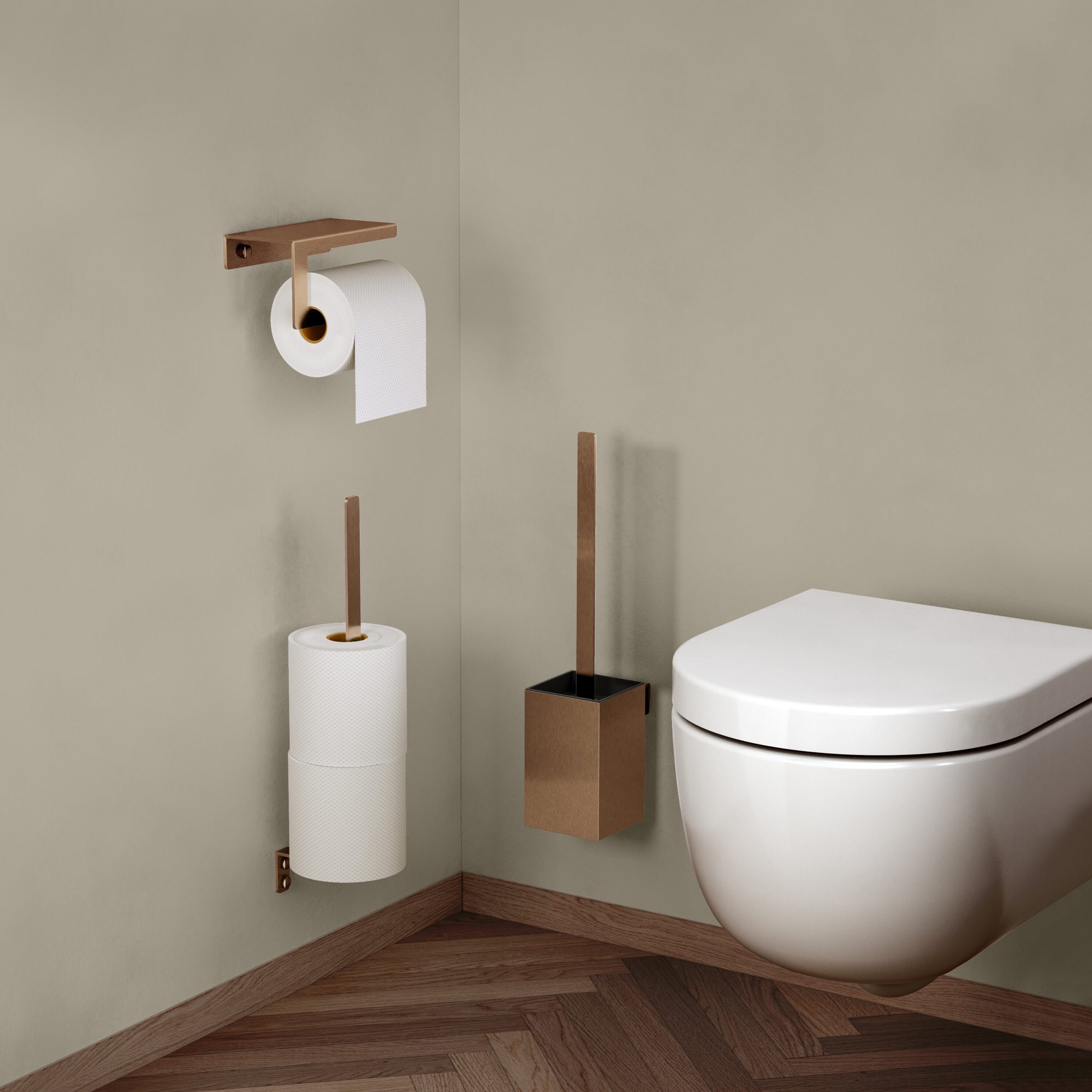 Clou Fold toiletborstelgarnituur wandmontage - Geborsteld brons pvd - CL/09.04041.83 - Afbeelding 2