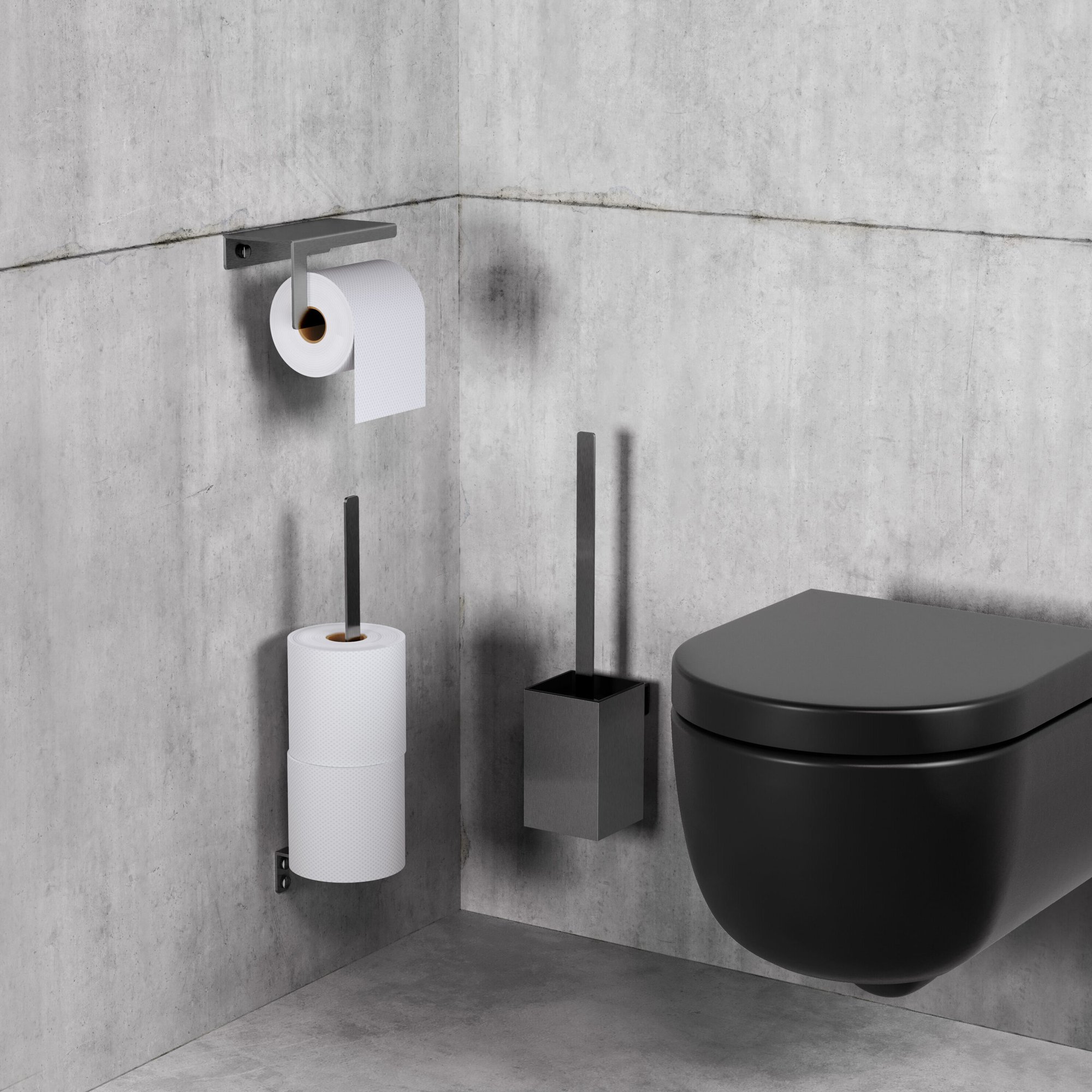 Clou Fold toiletborstelgarnituur wandmontage - Geborsteld gunmetal pvd - CL/09.04041.84 - Afbeelding 2