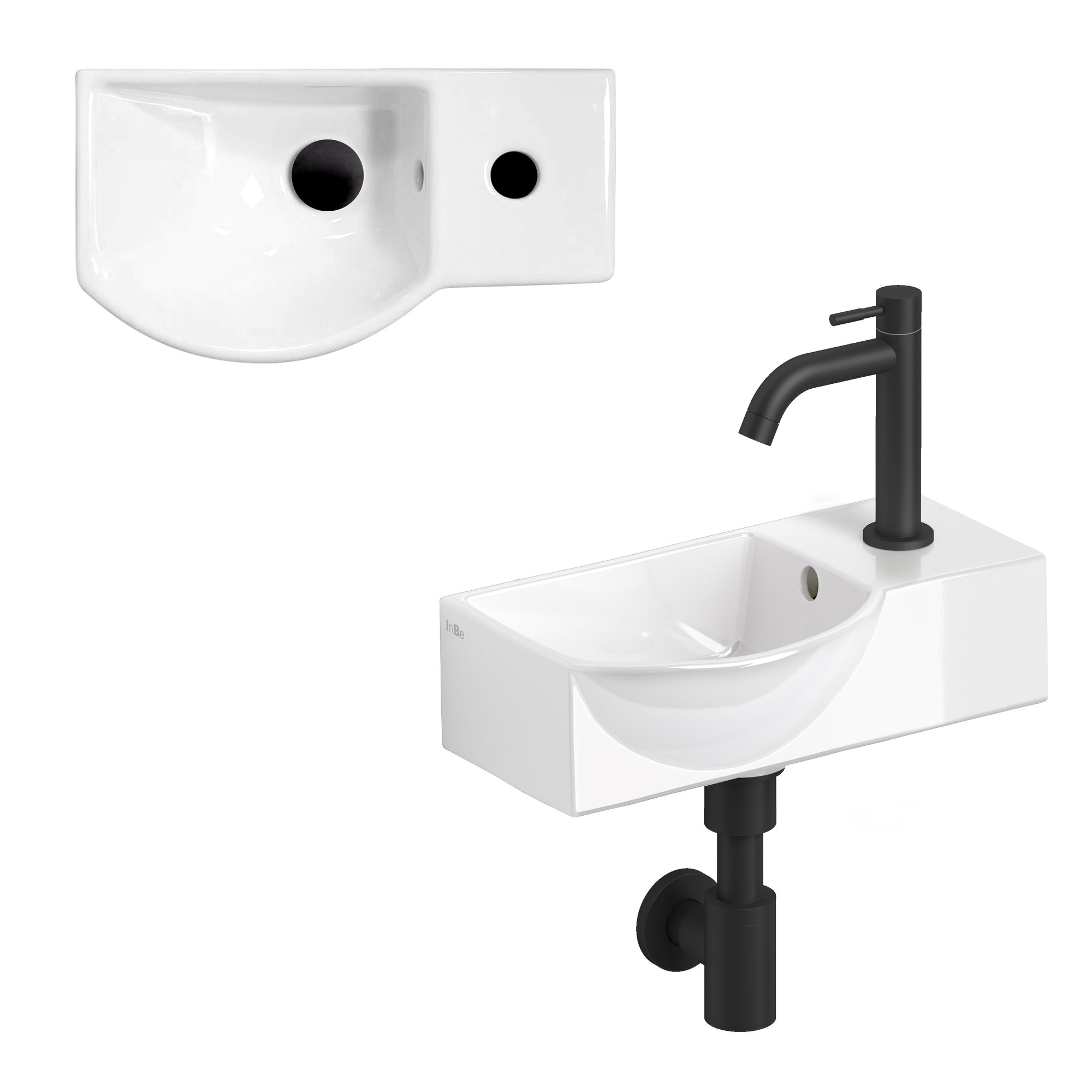 Clou InBe fonteinset 8 asymmetrisch 41x22,5cm keramiek - mat zwart - IB/03.03093.21 - Afbeelding 2