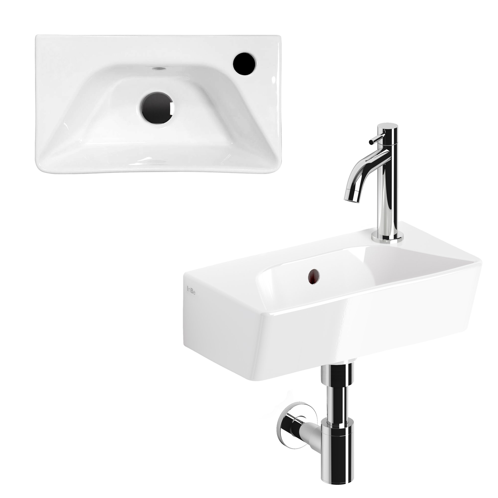 Clou InBe fonteinset 6 afgeschuind 41x22,5cm keramiek - chroom - IB/03.03095 - Afbeelding 2