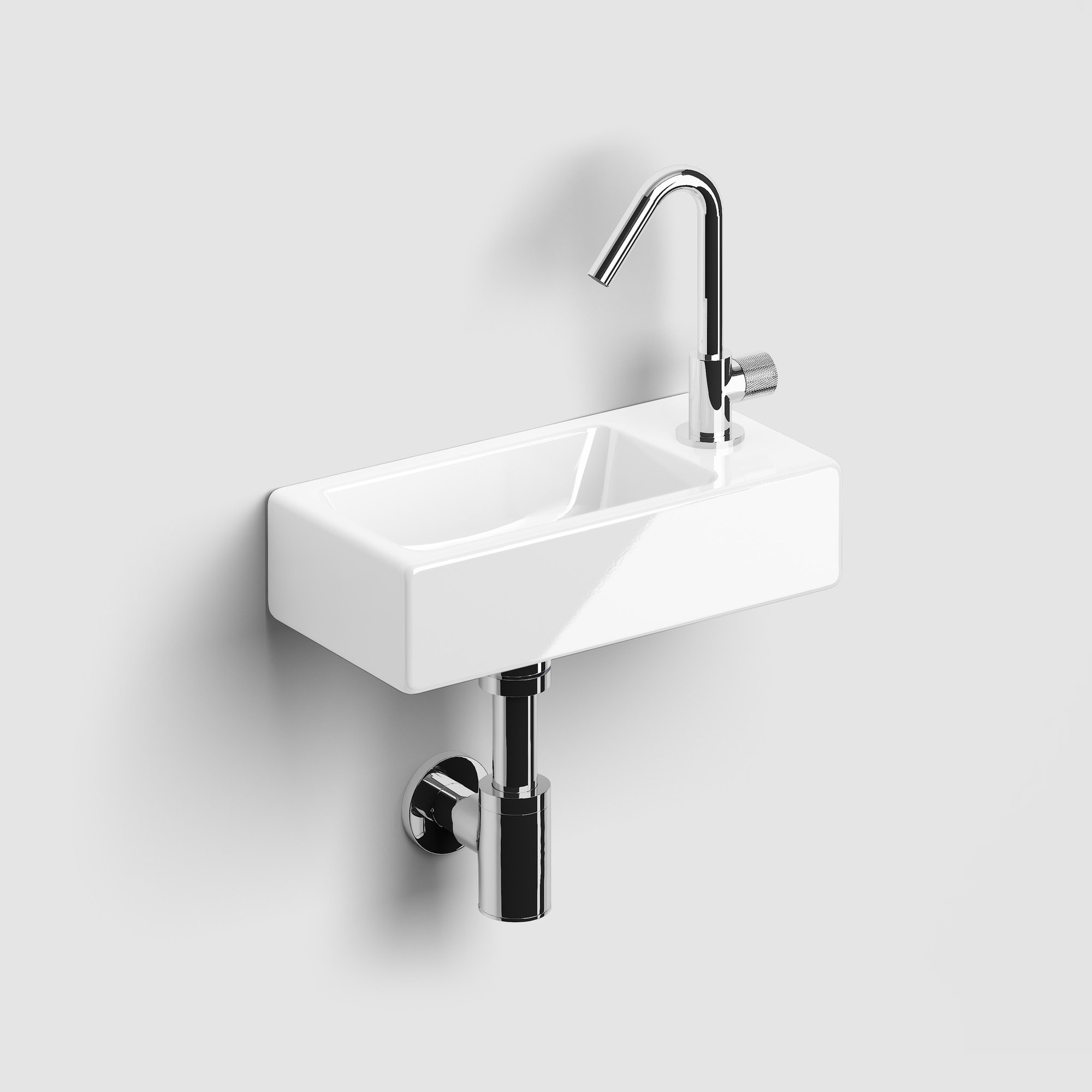 Clou InBe fonteinset 3 36x18cm keramiek - kraangat rechts - glans wit - IB/03.03097 - Afbeelding 2