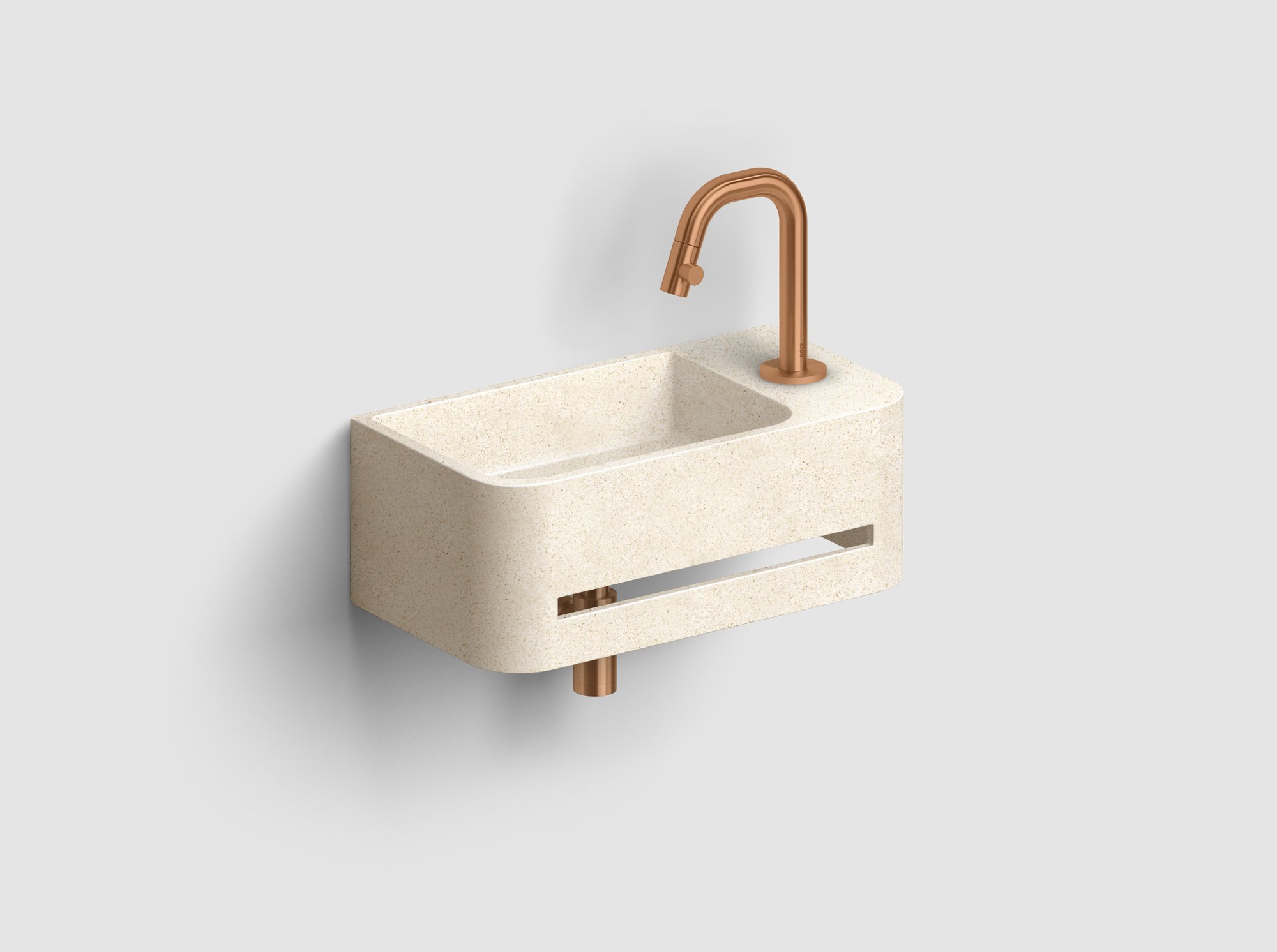 Clou InBe 9 fontein 43x23cm Microrazzo beton - met kraangat rechts - beige - IB/03.70030.02.01.R - Afbeelding 2