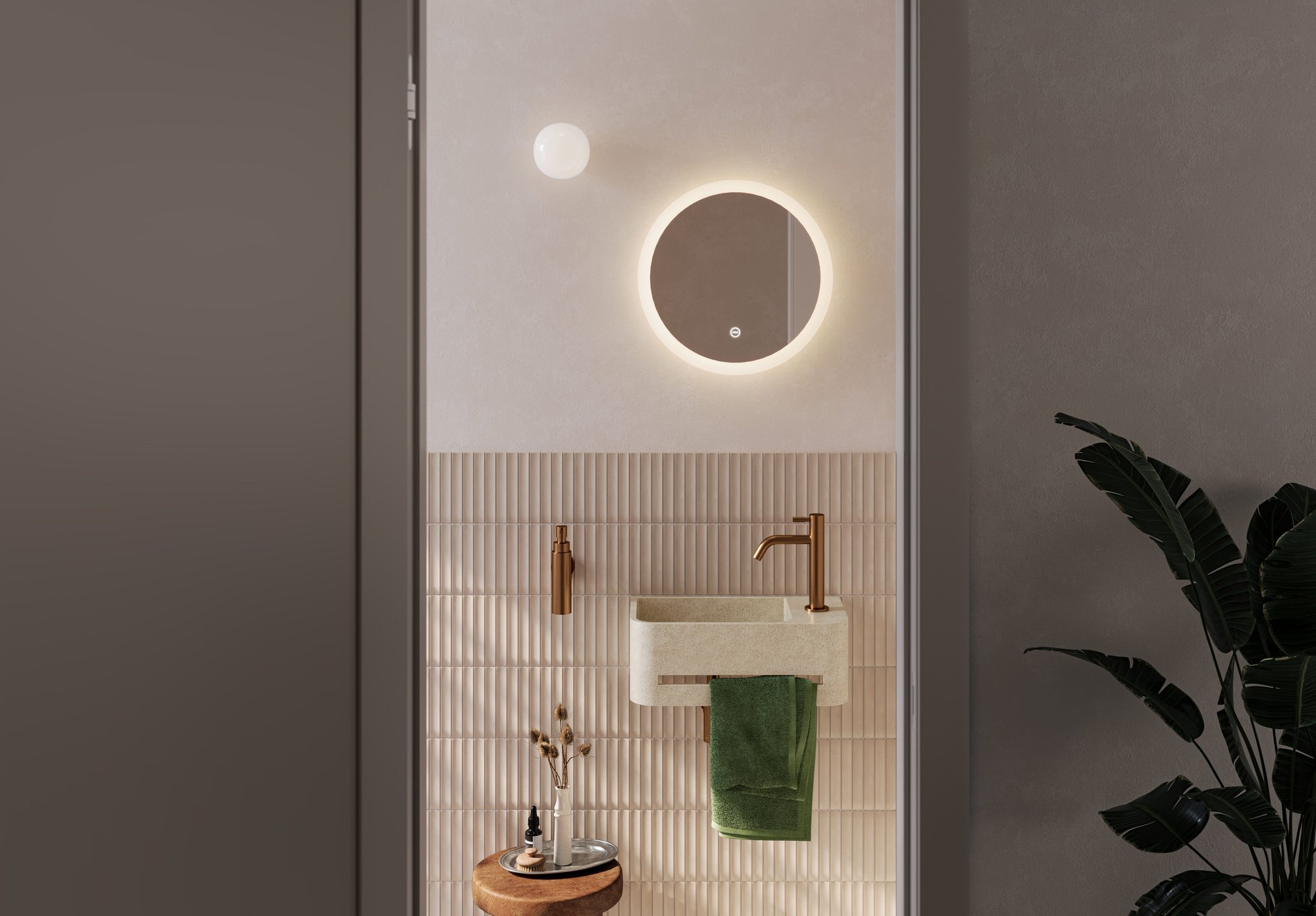 Clou InBe 9 fontein 43x23cm Microrazzo beton - met kraangat rechts - beige - IB/03.70030.02.01.R - Afbeelding 6
