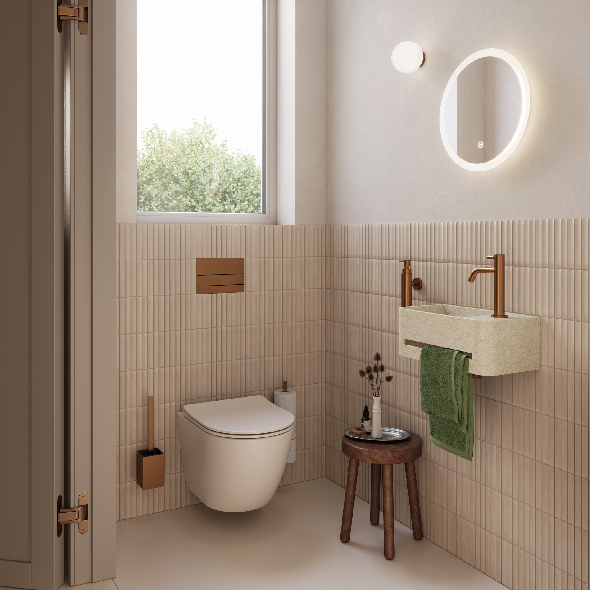 Clou InBe 9 fontein 43x23cm Microrazzo beton - met kraangat rechts - beige - IB/03.70030.02.01.R - Afbeelding 8