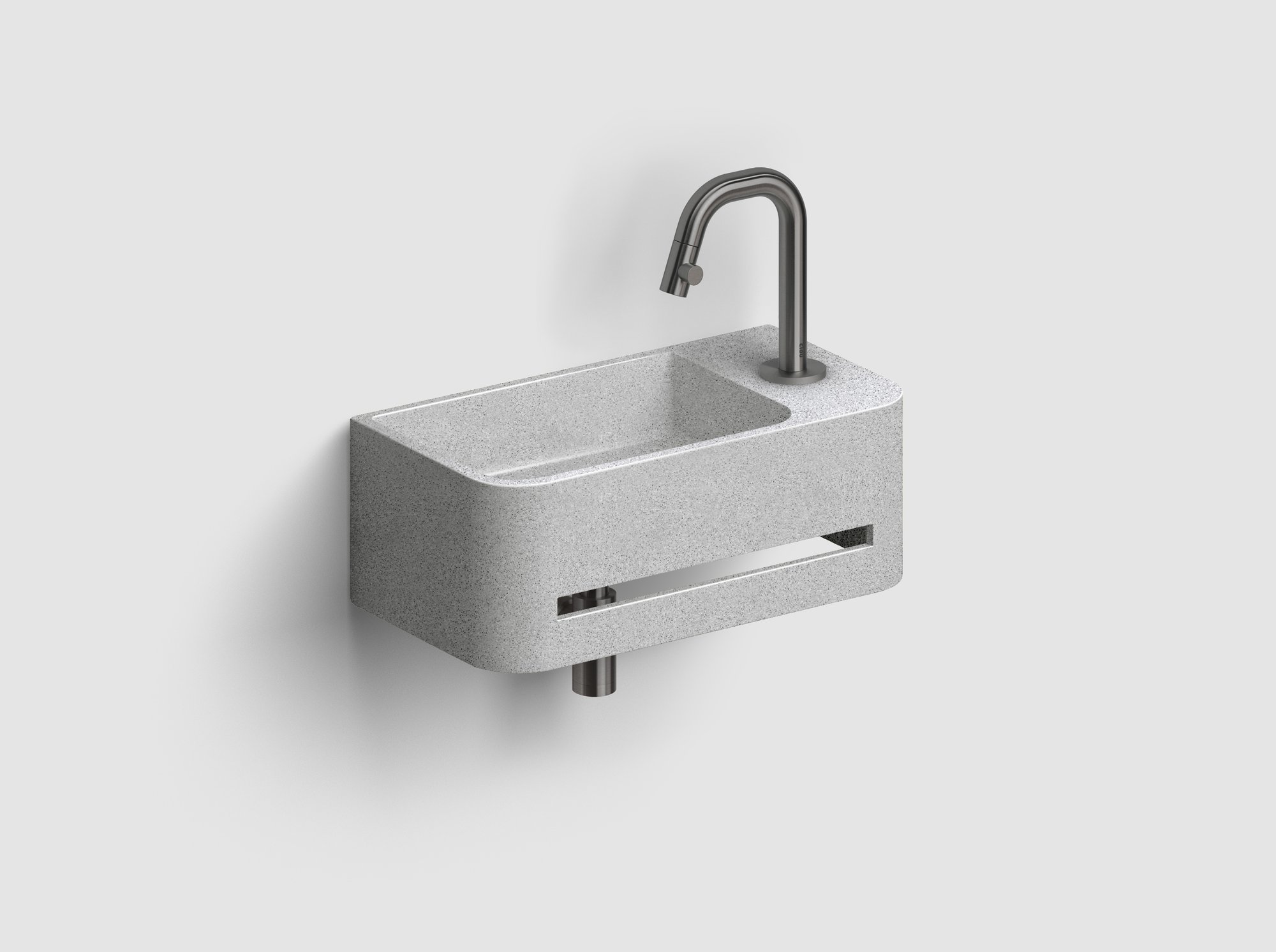 Clou InBe 9 fontein 43x23cm Microrazzo beton - met kraangat rechts - grijs - IB/03.71030.02.01.R - Afbeelding 2