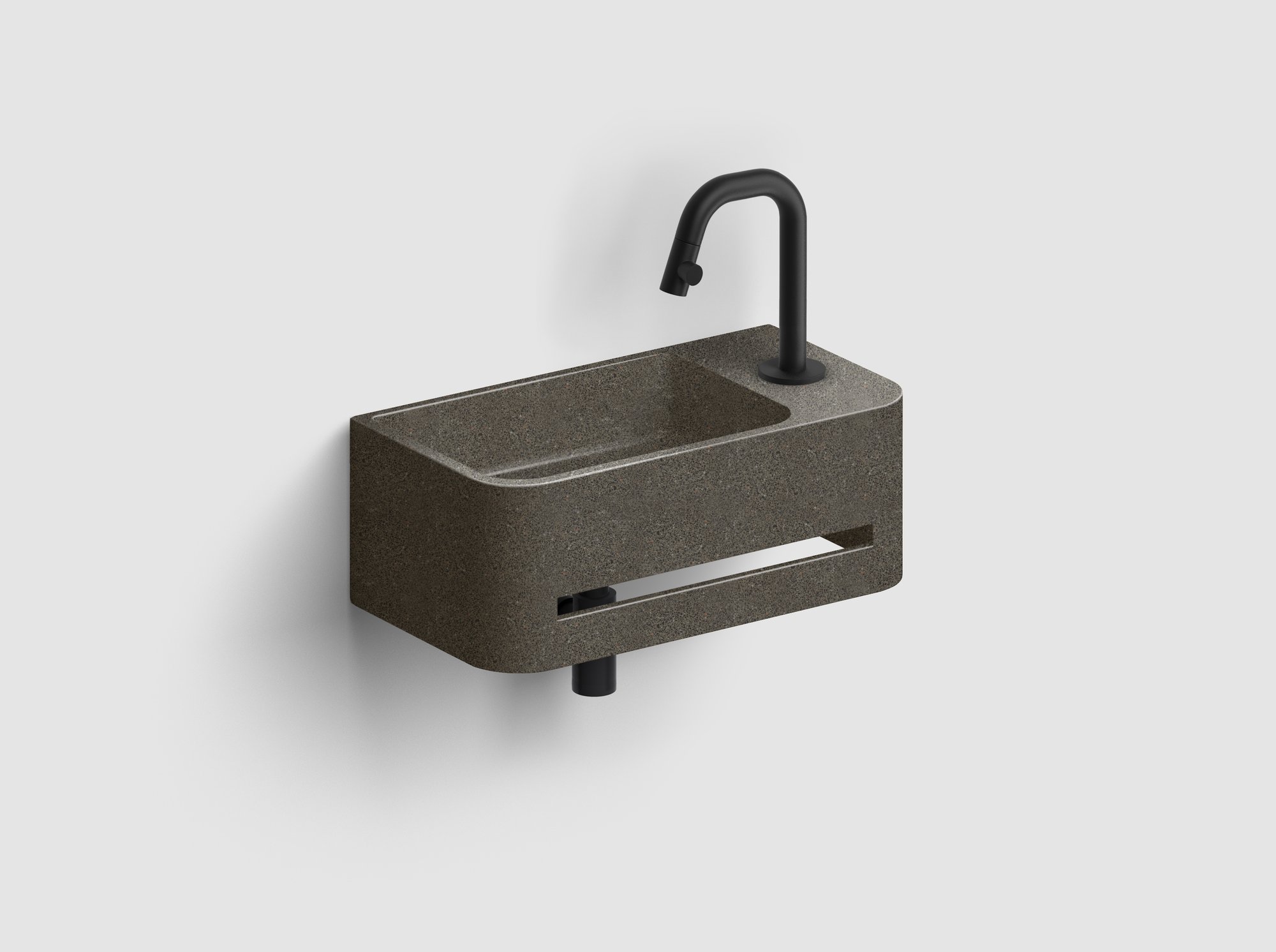 Clou InBe 9 fontein 43x23cm Microrazzo beton - met kraangat rechts - antraciet - IB/03.72030.02.01.R - Afbeelding 2