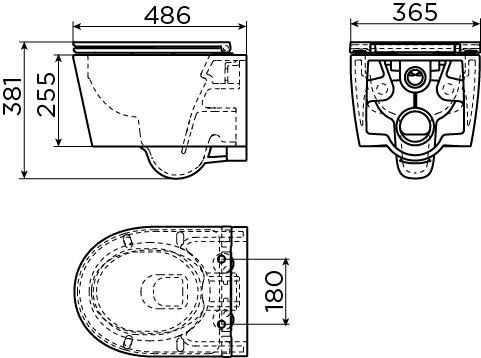 Clou InBe pack hangtoilet 49cm Rimless met zitting SC & QR - glans wit - IB/04.01140 - Afbeelding 5