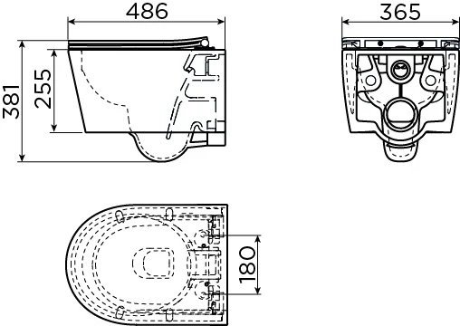 Clou InBe pack hangtoilet 49cm Rimless met zitting SC & QR - mat zwart - IB/04.01141.21 - Afbeelding 3