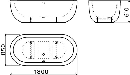 Clou InBe vrijstaand ligbad 180,5x85cm ovaal wit - IB/05.40102 - Afbeelding 4