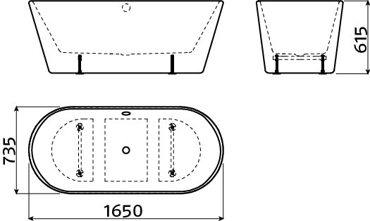 Clou InBe vrijstaand ligbad 165x73,5cm geïntegreerde overloop wit - IB/05.40301 - Afbeelding 3