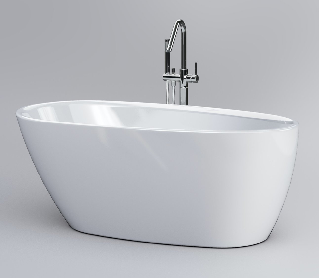 Clou InBe vrijstaand ligbad 150x73cm met overloop wit - IB/05.40402 - Afbeelding 3