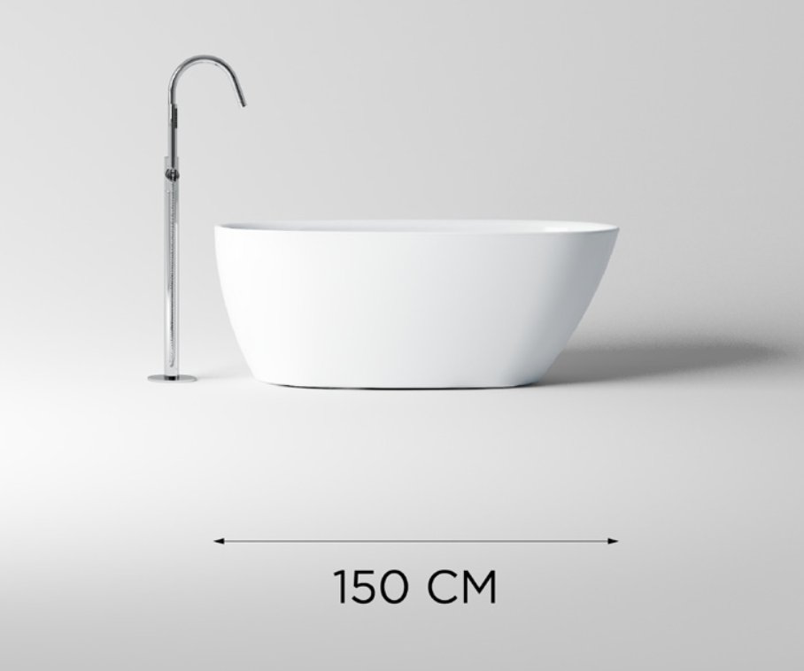 Clou InBe vrijstaand ligbad 150x73cm met overloop wit - IB/05.40402 - Afbeelding 4