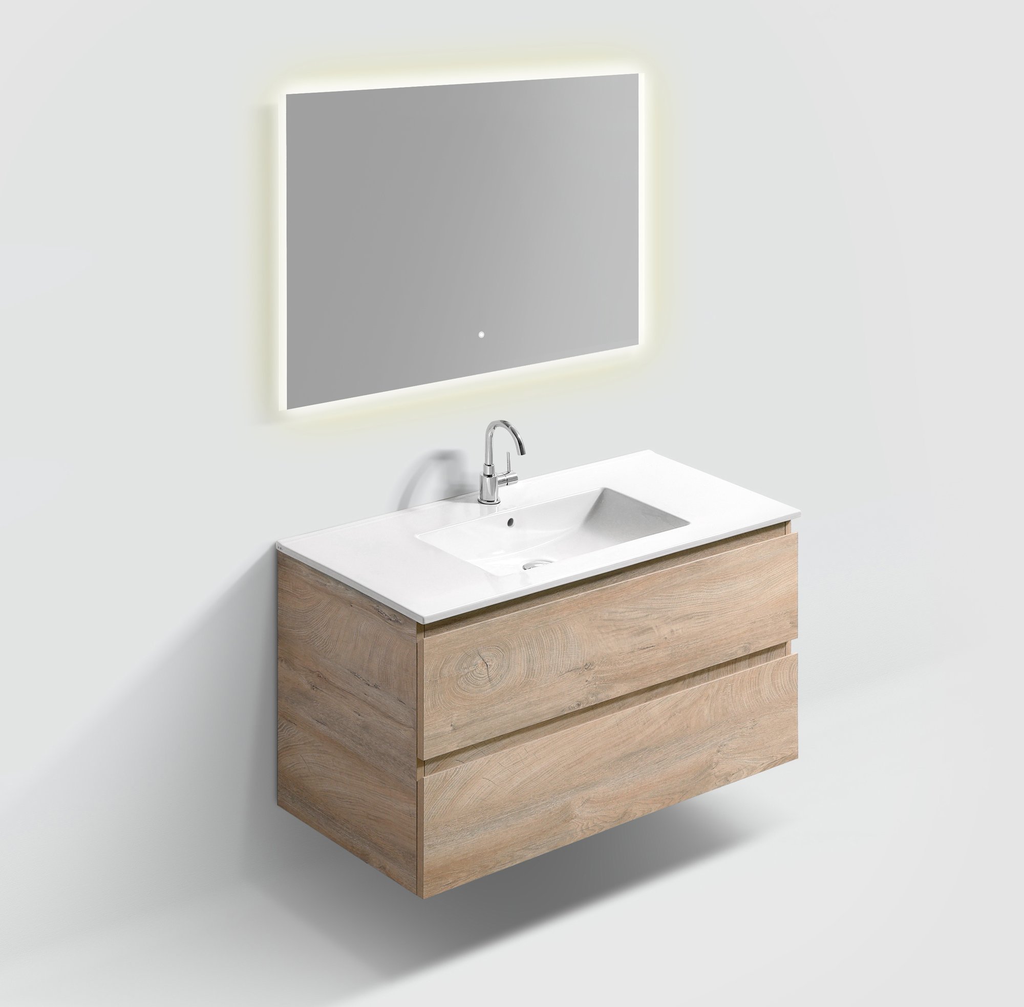 Clou InBe badmeubelset 100x46cm met LED spiegel - grieks eiken - IB/07.106.210.01.63 - Afbeelding 2