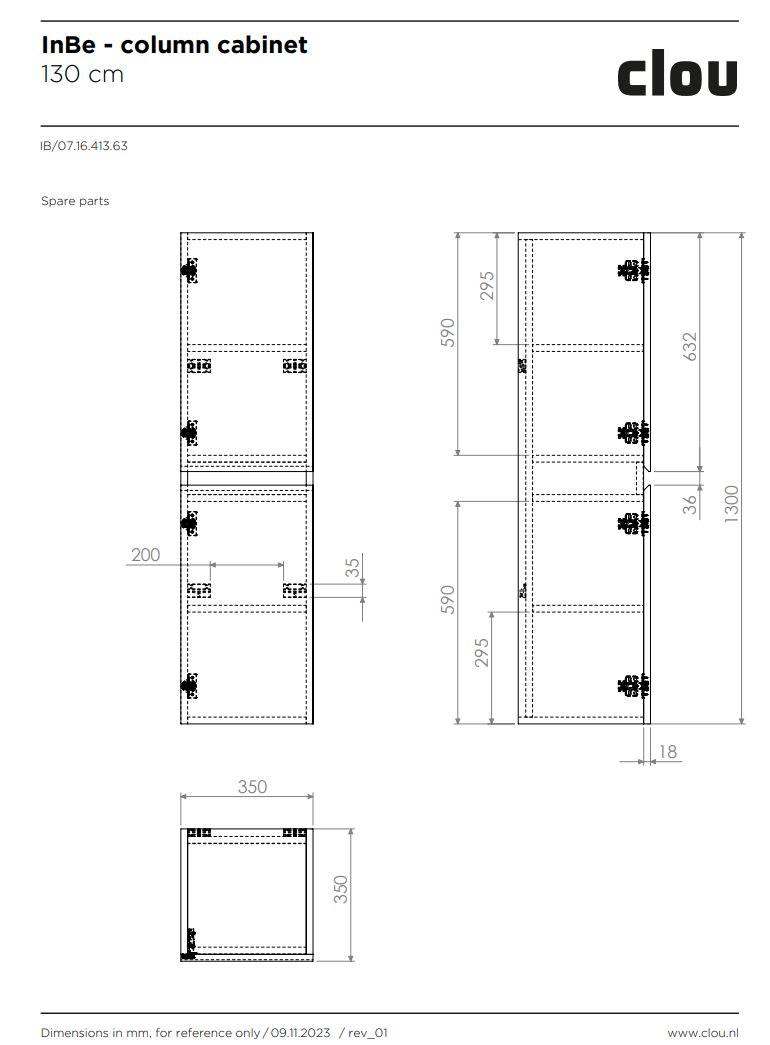 Clou InBe halfhoge kast 130x35cm - donker eiken - IB/07.16.413.64 - Afbeelding 5