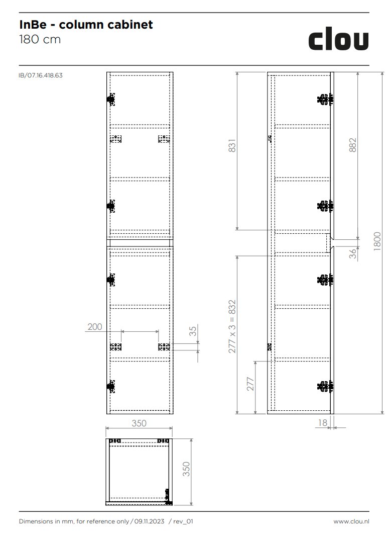Clou InBe hoge kast 180x35cm - donker eiken - IB/07.16.418.64 - Afbeelding 6