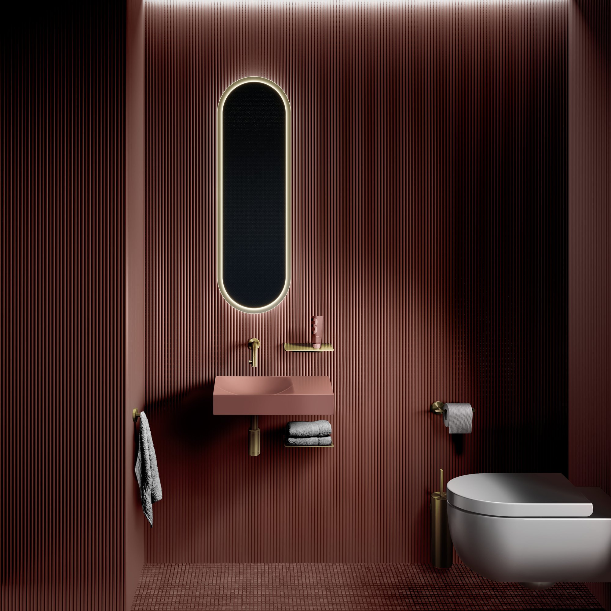 Clou Sjokker telefoon/douche planchet - wandmodel 18cm - Geborsteld goud pvd - SJ/09.26039.82 - Afbeelding 3