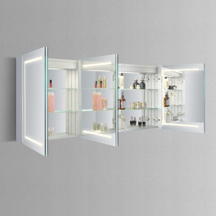 Spiegelkast SPK61000 - 80x70x14 cm - 2 Deuren - Directe LED verlichting - Aluminium - Met spiegelverwarming - SPK61080 - Afbeelding 2