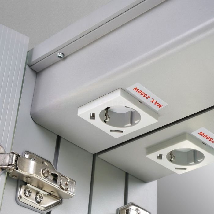Spiegelkast SPK62000 - 160x70x14 cm - 3 Deuren - Directe LED verlichting - Aluminium - Met spiegelverwarming - SPK62160 - Afbeelding 6