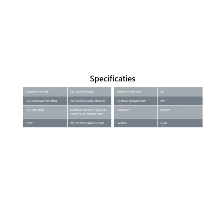 Badkamerspiegel Hipp Design SPV12500BL - 120x70 cm - Rechthoekig - Indirecte LED verlichting - Touch button - Met spiegelverwarming - Zwarte omlijsting - SPV12530BLKW - Afbeelding 3