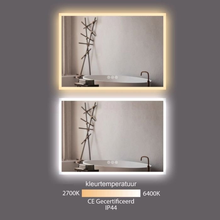 Badkamerspiegel Hipp Design SPV13500MES - 60 cm - Rond - Indirecte LED verlichting - Touch button - Met spiegelverwarming - Geborsteld messing frame - SPV13505KWMES - Afbeelding 5