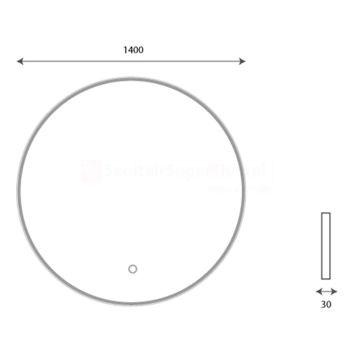 Badkamerspiegel Hipp Design SPV13500BL - 120 cm - Rond - Indirecte LED verlichting - Touch button - Met spiegelverwarming - Zwart metalen frame - SPV13520BLKW - Afbeelding 3