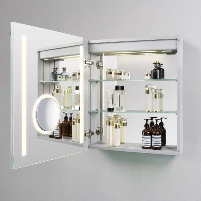 Spiegelkast SPK41000 - 100x70x14 cm - 2 Deuren - Directe LED verlichting - Wit - Met spiegelverwarming - SPV41100 - Afbeelding 3