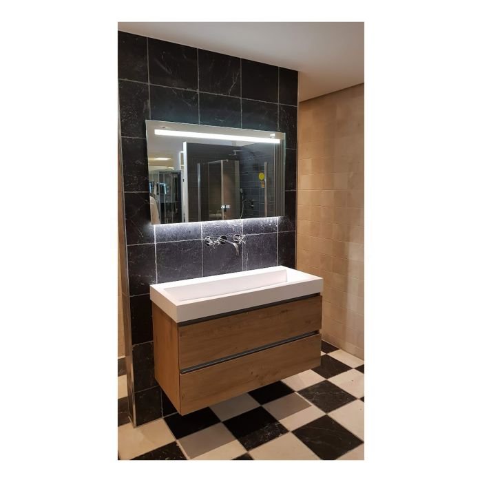 Badkamerspiegel Hipp Design met klok SPV5000 - 80x70 cm - Directe LED verlichting - Touch button - Met spiegelverwarming - SPV5010 - Afbeelding 2