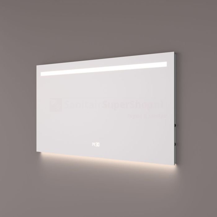 Badkamerspiegel Hipp Design met klok SPV5000 - 120x70 cm - Directe LED verlichting - Touch button - Met spiegelverwarming - SPV5040 - Afbeelding 3