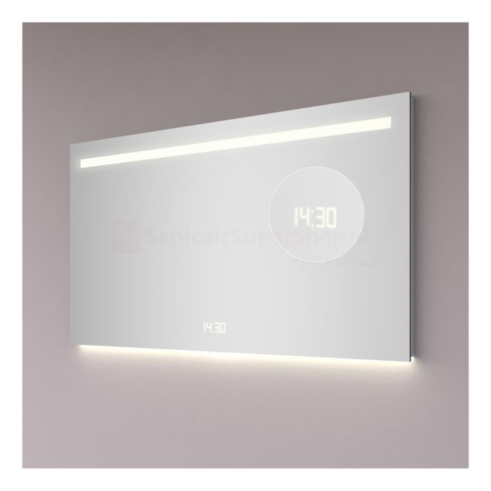 Badkamerspiegel Hipp Design met klok SPV5000 - 140x70 cm - Directe LED verlichting - Touch button - Met spiegelverwarming - SPV5050 - Afbeelding 4