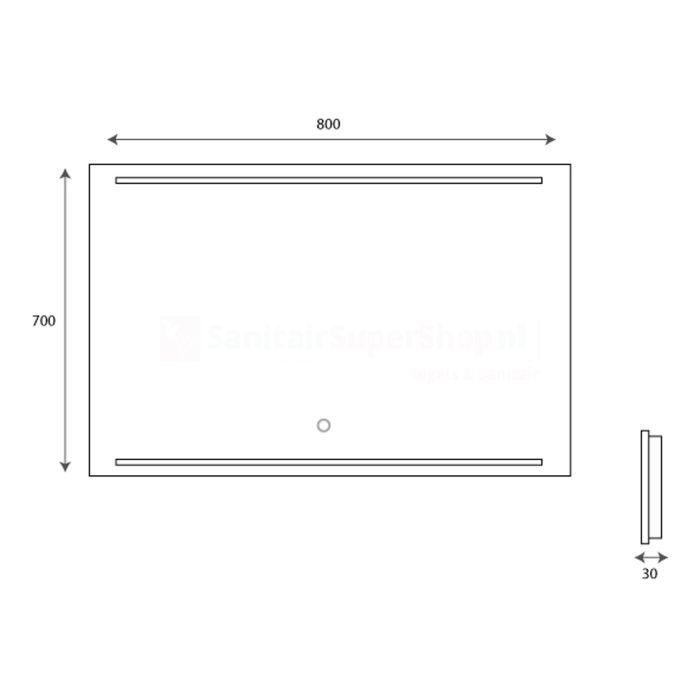 Badkamerspiegel Hipp Design SPV7000 - 80x70 cm - Directe LED verlichting - Touch button - Met spiegelverwarming - SPV7010KW - Afbeelding 5