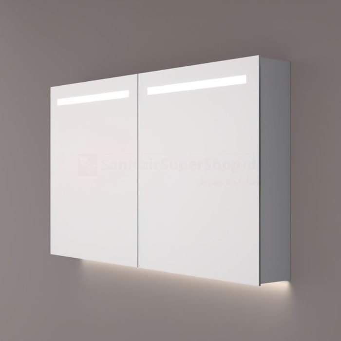 Spiegelkast SPK52000 - 100x70x14 cm - 2 Deuren - Directe LED verlichting - Aluminium - Met spiegelverwarming - SPK52100