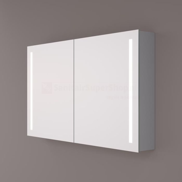 Spiegelkast SPK41000 - 80x70x14 cm - 2 Deuren - Directe LED verlichting - Wit - Met spiegelverwarming - SPV41080
