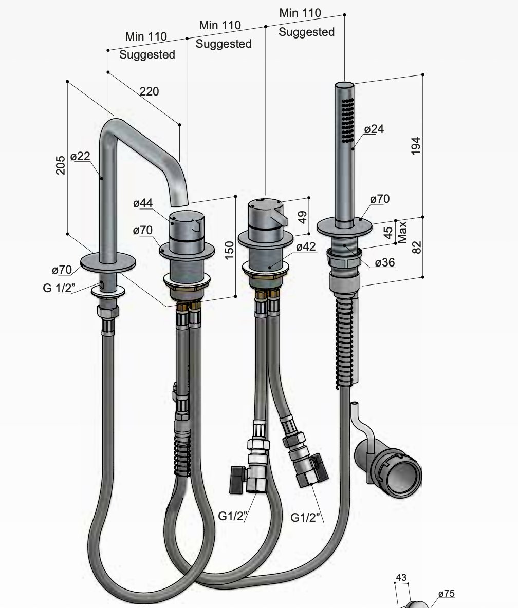 Hotbath Ace Badrandkraan - 4-gats - Chroom - AC073CR - Afbeelding 2