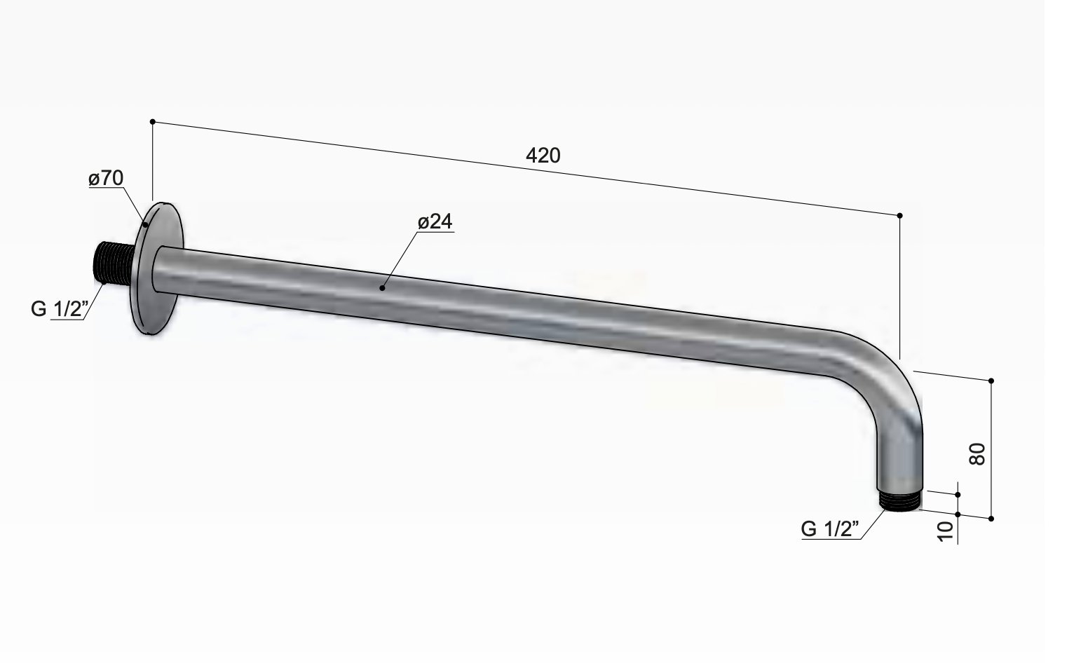 Hotbath Ace Wandarm - 42 cm - Geborsteld koper PVD - AC450BCP - Afbeelding 2