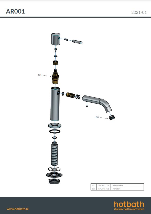 Hotbath Archie Opbouw Fonteinkraan - Geborsteld messing PVD - AR001BBP - Afbeelding 4