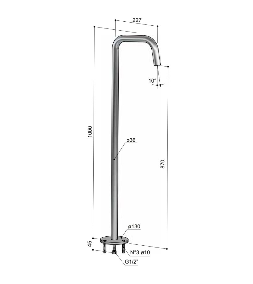Hotbath Archie AR086 vrijstaande baduitloop - RVS 316 - AR086IX - Afbeelding 2