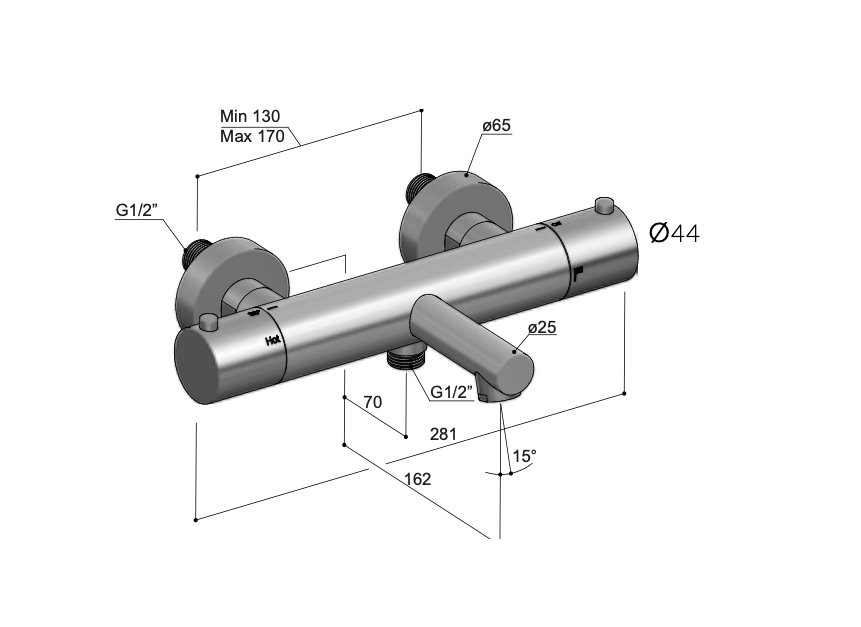 Hotbath Archie AR122 badthermostaat RVS 316 - Geborsteld koper PVD - AR122BCP - Afbeelding 2