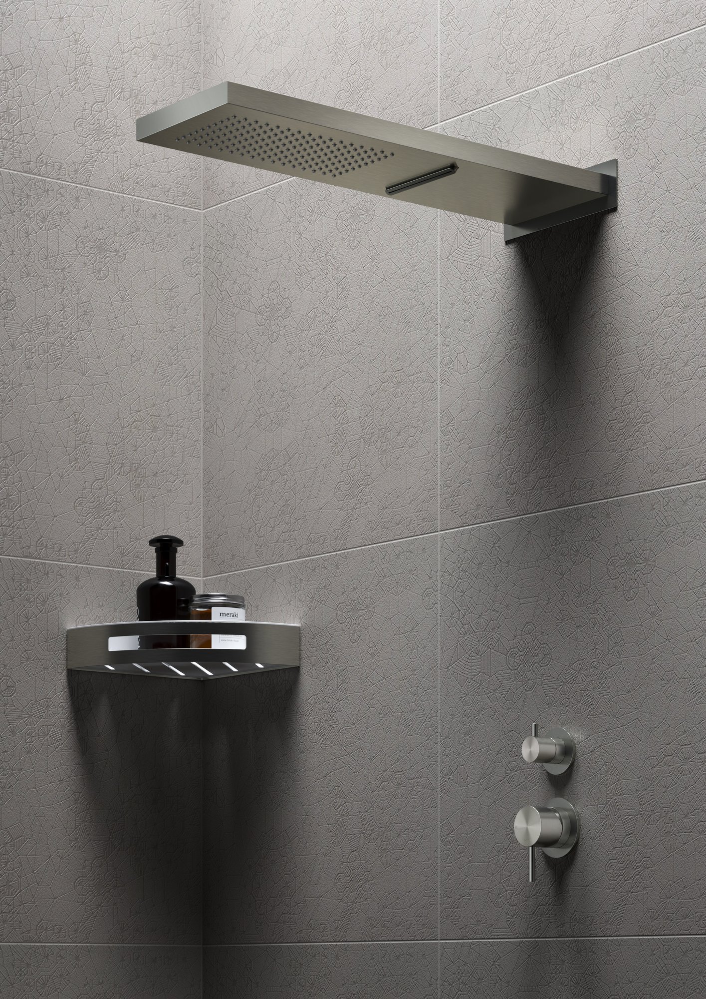 Hotbath Archie AR193 Cascade opbouw wand hoofddouche RVS 316 - geborsteld koper pvd - AR193BCP - Afbeelding 2