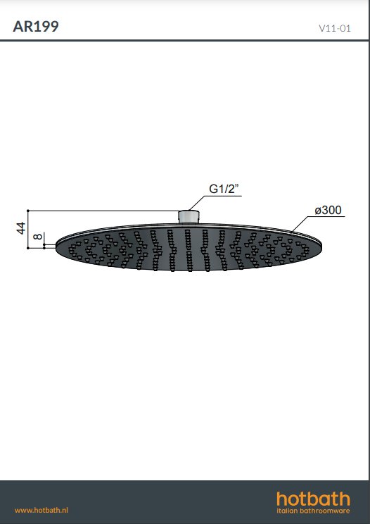 Hotbath Archie Hoofddouche - 30 cm - RVS 316 - AR199IX - Afbeelding 2