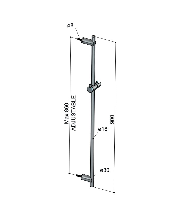 Hotbath Archie Glijstang - 90 cm - Geborsteld gunmetal PVD - AR306BGP - Afbeelding 2