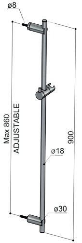 Hotbath Archie Glijstang - 90 cm - RVS 316 - AR306IX - Afbeelding 3
