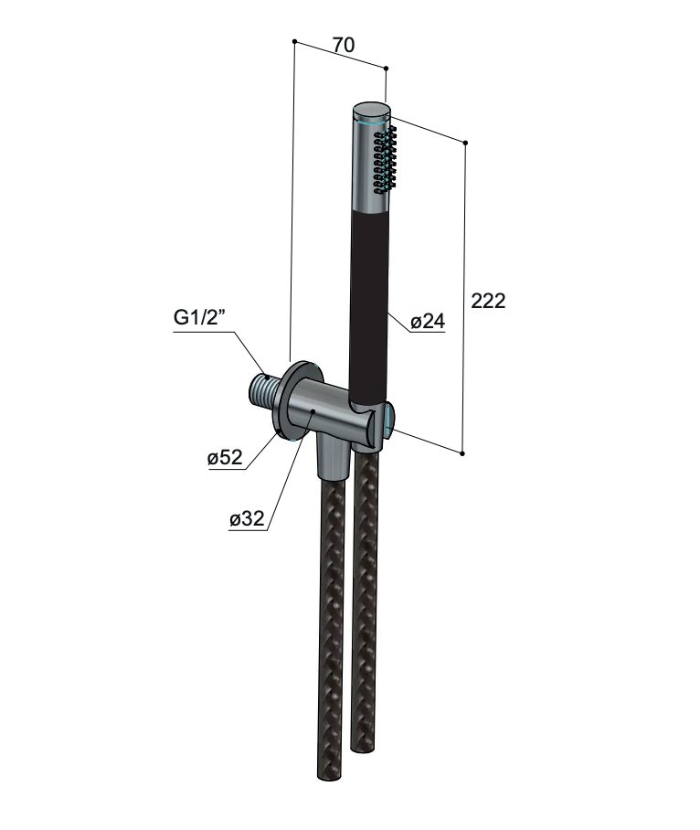 Hotbath Archie Handdouche - Staafmodel - Geborsteld koper PVD - AR440BCP - Afbeelding 2