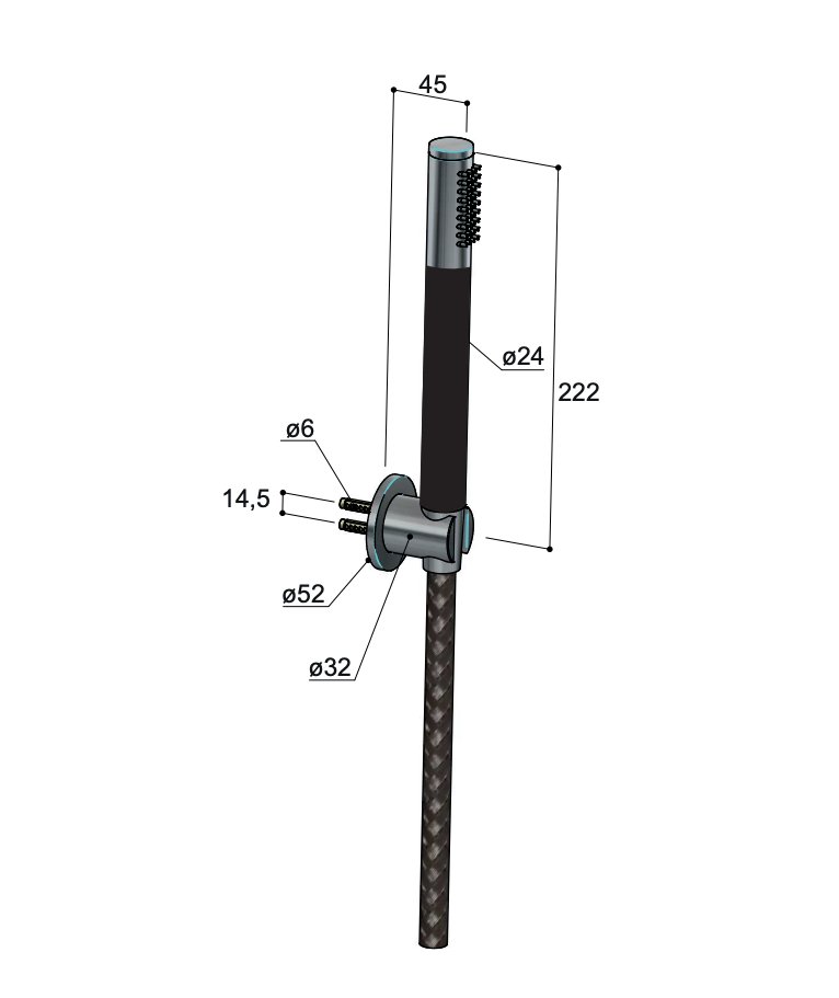 Hotbath Archie Handdouche - Staafmodel - Geborsteld messing PVD - AR443BBP - Afbeelding 2