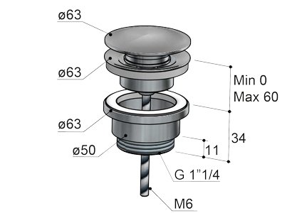 Hotbath Archie Klikplug - Geborsteld gunmetal PVD - AR710BGP - Afbeelding 2