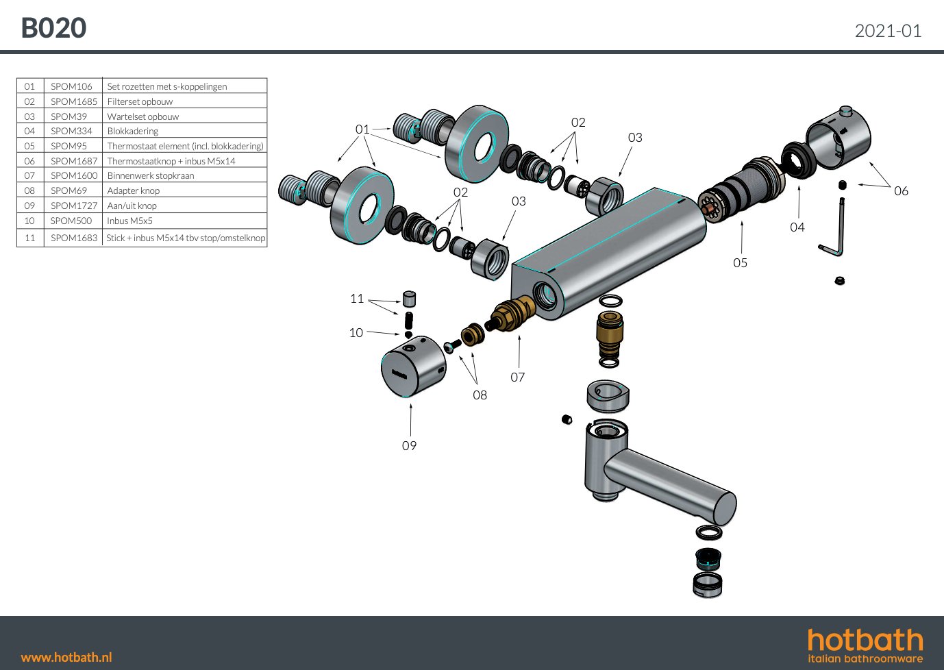 Hotbath Cobber Thermostaatkraan - Wand Montage - Verouderd ijzer - B020AI - Afbeelding 4